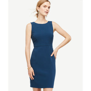 Elegant ANN TAYLOR Square Back Blue Sheath Dress 2
